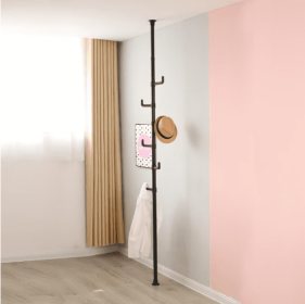 Floor-to-ceiling Tension Bar Storage IndoorsAdjustable Clothes Rail