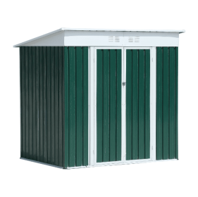 6X4 Green Metal Outdoor Roofed Garden Shed Tools Storage