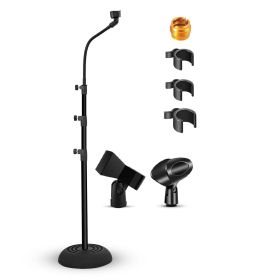 5 Core Mic Stand Floor Adjustable Universal Heavy Duty Gooseneck Microphone Stands Round Base Soporte De micr√≥fono - MS RBP 3T GSE