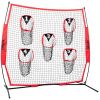 VEVOR 8 x 8 ft Football Trainer Throwing Net, Training Throwing Target Practice Net with 5 Target Pockets