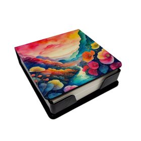 Begonias in Color PU Leather Note Paper Holder with Artist-Designed Cover, Desk Accessory, Office Gift