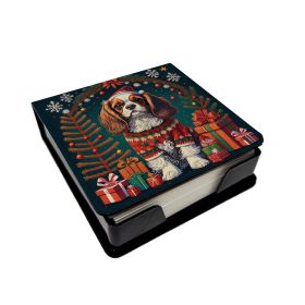 Cavalier King Charles Spaniel Christmas PU Leather Note Paper Holder with Artist-Designed Cover, Desk Accessory, Office Gift