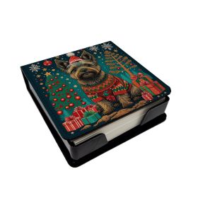 Cairn Terrier Christmas PU Leather Note Paper Holder with Artist-Designed Cover, Desk Accessory, Office Gift