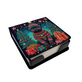 Affenpinscher Christmas PU Leather Note Paper Holder with Artist-Designed Cover, Desk Accessory, Office Gift