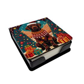 Chocolate Labrador Retriever Christmas PU Leather Note Paper Holder with Artist-Designed Cover, Desk Accessory, Office Gift