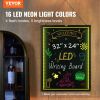 VEVOR LED Message Writing Board, 32"x24" Illuminated Erasable Lighted Chalkboard, Neon Effect Menu Sign Board