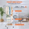 VEVOR Metal Rolling Laundry Basket with Hanging Garment Rack, Height Adjustment Laundry Hamper Cart with Basket Load and Shelf Load