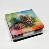 Maine White Pine Cone and Tassels in Watercolor PU Leather Note Paper Holder with Artist-Designed Cover, Desk Accessory, Office Gift