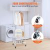 VEVOR Metal Rolling Laundry Basket with Hanging Garment Rack, Height Adjustment Laundry Hamper Cart with Basket Load and Shelf Load