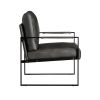 Modern Accent Chair Cushioned Seat Dark Gray Faux Leather Upholstery Black Metal Frame 1pc Style Comfort Durability Elegance Look