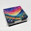 Colorful Campanula PU Leather Note Paper Holder with Artist-Designed Cover, Desk Accessory, Office Gift