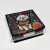 Bichon Frise Christmas PU Leather Note Paper Holder with Artist-Designed Cover, Desk Accessory, Office Gift