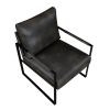 Modern Accent Chair Cushioned Seat Dark Gray Faux Leather Upholstery Black Metal Frame 1pc Style Comfort Durability Elegance Look