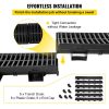 VEVOR Trench Drain System, Channel Drain with Plastic Grate, 5.8x3.1-Inch HDPE Drainage Trench, Black Plastic Garage Floor Drain