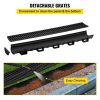 VEVOR Trench Drain System, Channel Drain with Plastic Grate, 5.8x3.1-Inch HDPE Drainage Trench, Black Plastic Garage Floor Drain