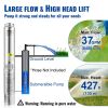 VEVOR Deep Well Submersible Pump, 2HP/1500W 230V/60Hz, 37GPM Flow 427 ft Head, with 33 ft Electric Cord