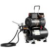 Airbrush Kit, Dual Fan Air Tank Compressor System Kit with 3.5L Air Storage Tank, Air Brush Set with 0.3 mm Tip Airbrush, Holder, Color Mixing Wheel