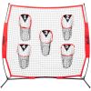 VEVOR 8 x 8 ft Football Trainer Throwing Net, Training Throwing Target Practice Net with 5 Target Pockets