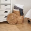 Ludmilla Round Tall Water Hyacinth Woven Wicker Laundry Hamper with Lid - For Clothes, Canvas