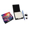 Colorful Dianthus PU Leather Note Paper Holder with Artist-Designed Cover, Desk Accessory, Office Gift