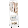 VEVOR Metal Rolling Laundry Basket with Hanging Garment Rack, Height Adjustment Laundry Hamper Cart with Basket Load and Shelf Load