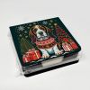 Basset Hound Christmas PU Leather Note Paper Holder with Artist-Designed Cover, Desk Accessory, Office Gift