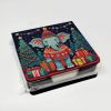 Elephant Christmas PU Leather Note Paper Holder with Artist-Designed Cover, Desk Accessory, Office Gift