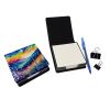 Delphinium in Color PU Leather Note Paper Holder with Artist-Designed Cover, Desk Accessory, Office Gift