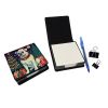 White Boxer Christmas PU Leather Note Paper Holder with Artist-Designed Cover, Desk Accessory, Office Gift