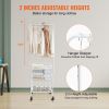 VEVOR Metal Rolling Laundry Basket with Hanging Garment Rack, Height Adjustment Laundry Hamper Cart with Basket Load and Shelf Load