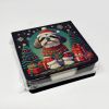 Shih Tzu Christmas PU Leather Note Paper Holder with Artist-Designed Cover, Desk Accessory, Office Gift