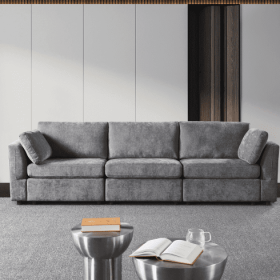 Modular Sofa Grey Chenille Fabric, Simple And Grand, The Seat And Back Is Very Soft. This Is Also A KNOCK DOWN Sofa (Color: Grey)