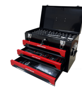 3 Drawers Tool Box With Tool Set (Option: BlackRed)