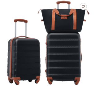 Hard-shell Suitcase Set (Color: Black)