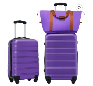 Hard-shell Suitcase Set (Color: Purple)