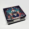 Panda Christmas PU Leather Note Paper Holder with Artist-Designed Cover, Desk Accessory, Office Gift