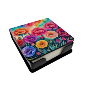Colorful Carnations PU Leather Note Paper Holder with Artist-Designed Cover, Desk Accessory, Office Gift (Default: Default)
