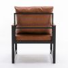 Modern Faux Leather Accent Chair with Black Powder Coated Metal Frame, Single Sofa for Living Room Bedroom