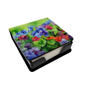 Illinois Violet in Watercolor PU Leather Note Paper Holder with Artist-Designed Cover, Desk Accessory, Office Gift (Default: Default)