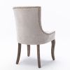 Ultra Side Dining Chair, Thickened fabric chairs with neutrally toned solid wood legs, Bronze nail head, Set of 2