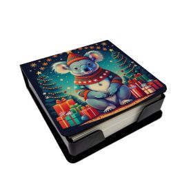 Koala Christmas PU Leather Note Paper Holder with Artist-Designed Cover, Desk Accessory, Office Gift (Default: Default)