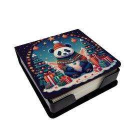 Panda Christmas PU Leather Note Paper Holder with Artist-Designed Cover, Desk Accessory, Office Gift (Default: Default)