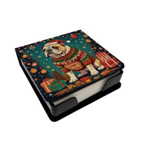 English Bulldog Christmas PU Leather Note Paper Holder with Artist-Designed Cover, Desk Accessory, Office Gift (Default: Default)