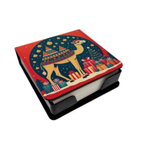 Camel Christmas PU Leather Note Paper Holder with Artist-Designed Cover, Desk Accessory, Office Gift (Default: Default)